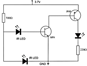 IR Sensor Circuit Using Transistors