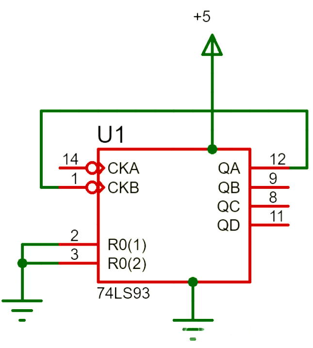 74LS93 Digital Counter Circuit Diagram