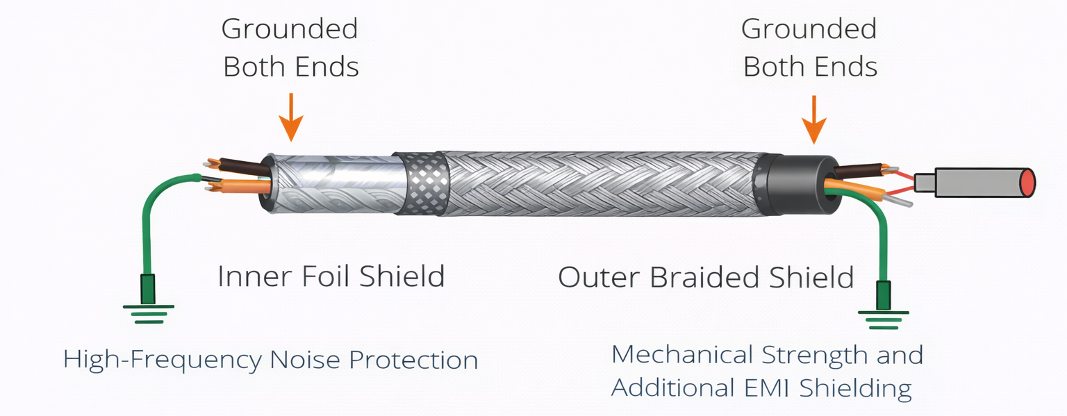Double-Layer Shielded Cable Grounding