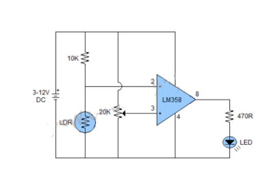 LM358P Light Sensor Circuit